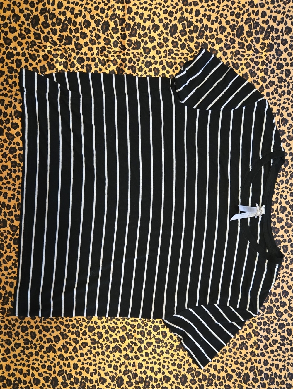 J. Crew Black and White Striped Short Sleeve Tee